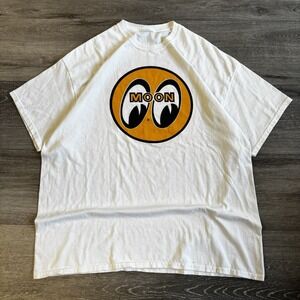 Mooneyes Double Sided Skateboard Brand White T-Shirt Size XL USA Made